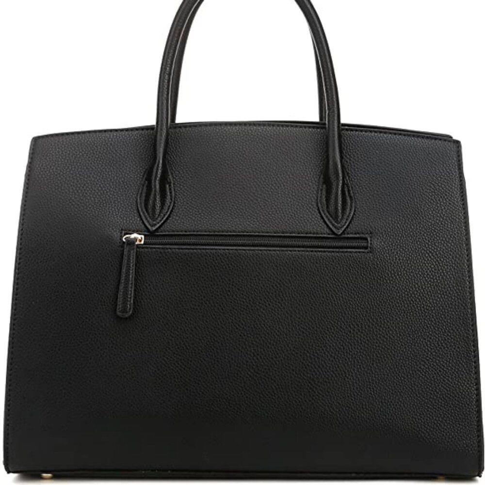 New DELUXITY Top Handle Satchel Handbag Tote 2 pc Set Black - Picture 3 of 6